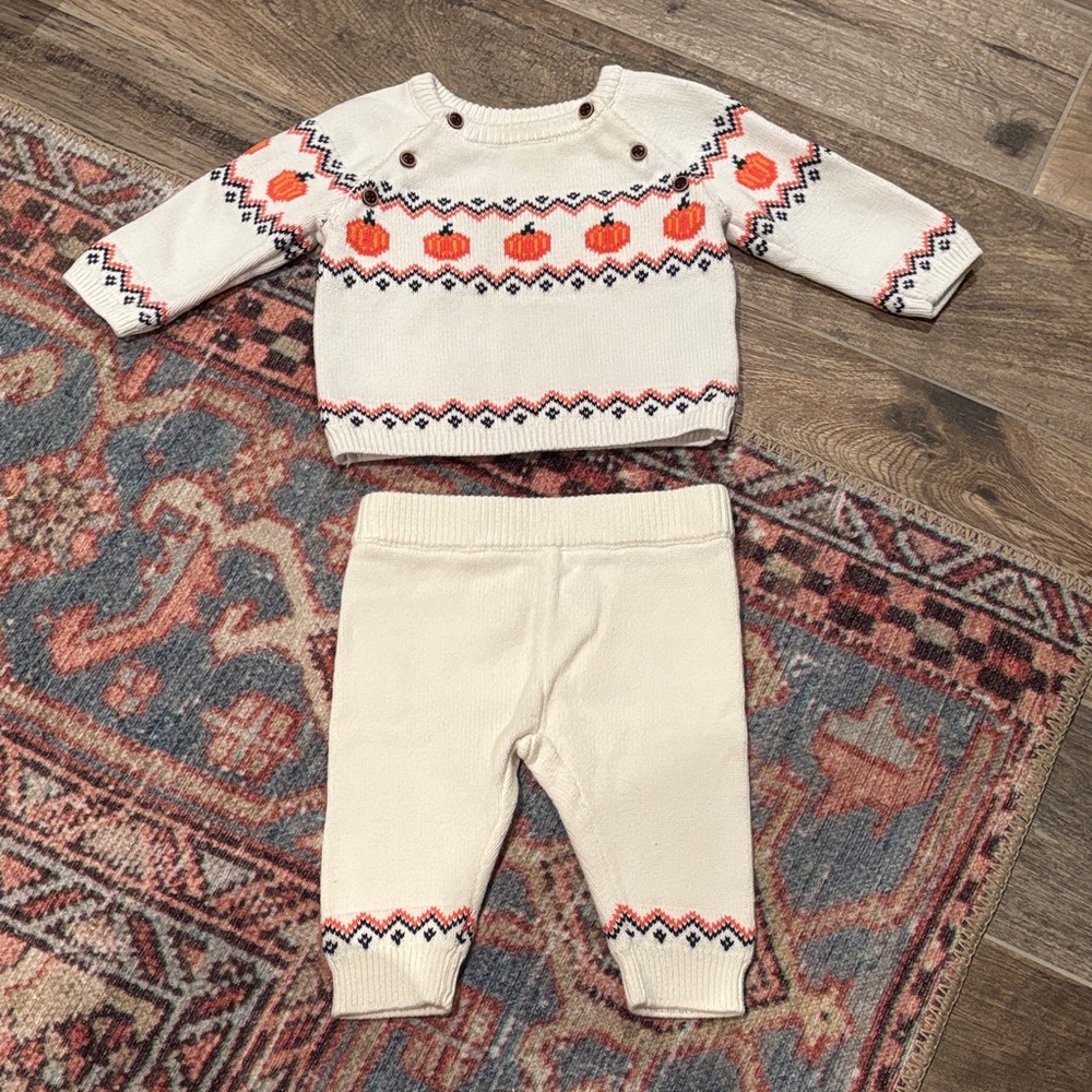 Janie and Jack Fair Isle Sweater Set- Fall Halloween Thanksgiving Pumpkin